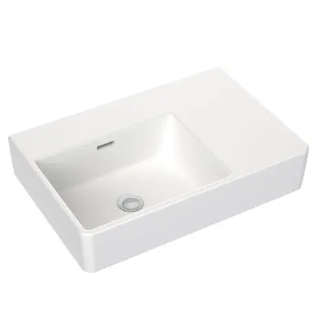 Hera Bathware SQUARE WALL BASIN RIGHT HAND SHELF 600MM 403.68 at Hera Bathware