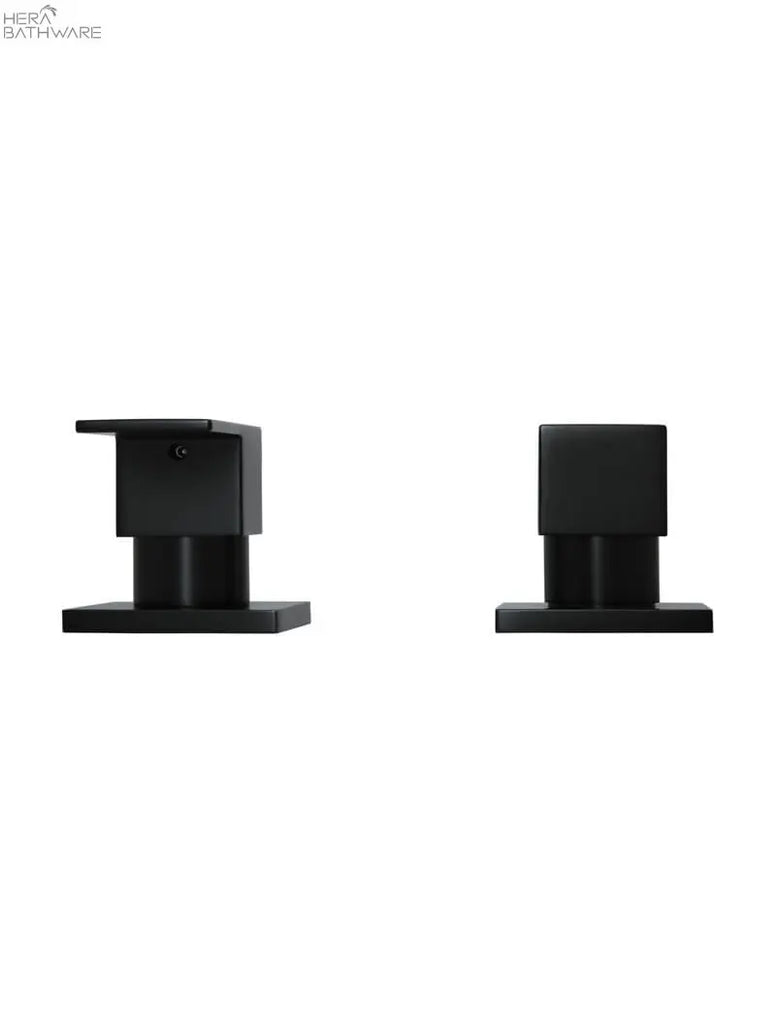 Meir Square Quarter-Turn Wall Top Assemblies - Matte Black | Hera Bathware