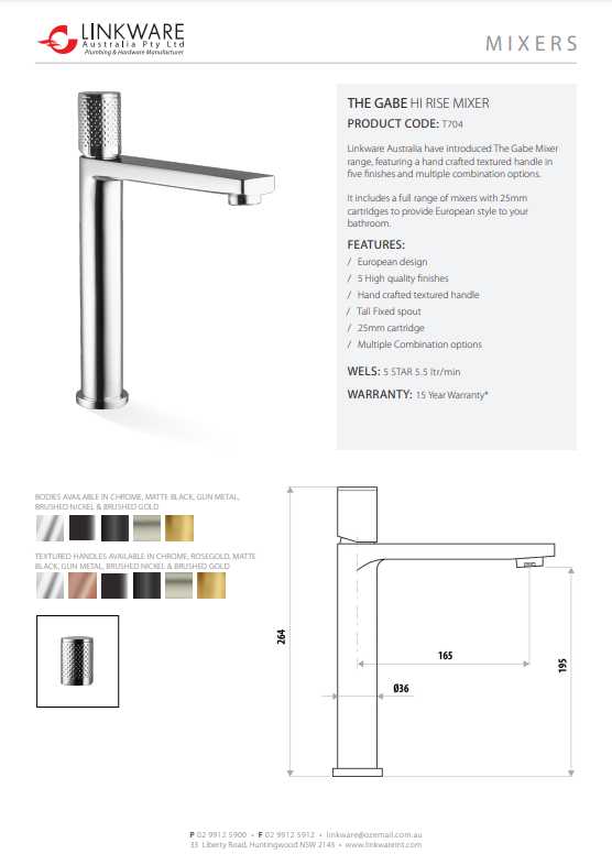 Linkware THE GABE High Rise Mixer- Chrome 245.00 at Hera Bathware