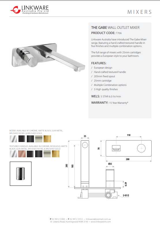 Linkware THE GABE Wall Basin Mixer - Chrome 309.00 at Hera Bathware