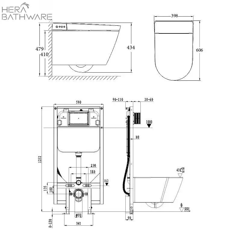 Best Bm V7201 — PARIS SMART Rimless Wall Hung Toilet Suite | Hera Bathware