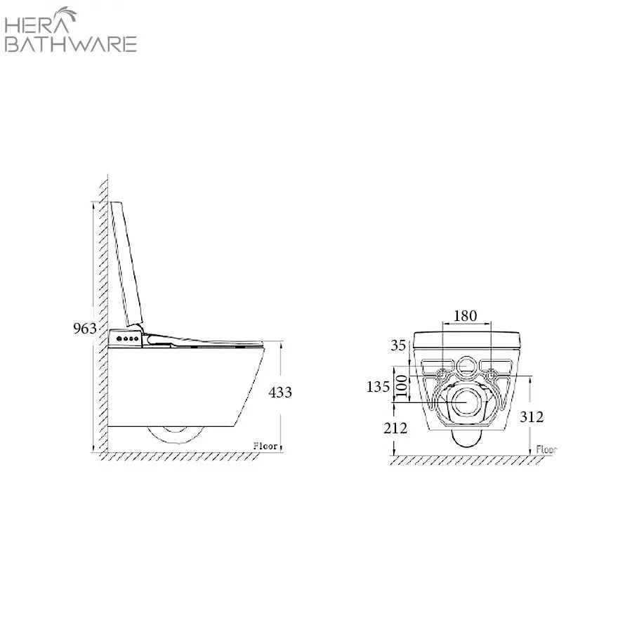 Best Bm V7201 — PARIS SMART Rimless Wall Hung Toilet Suite | Hera Bathware