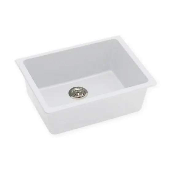 Hera Bathware White Granite Quartz Stone Undermount Kitchen Sink Single Bowl 635*470*241mm  at Hera Bathware
