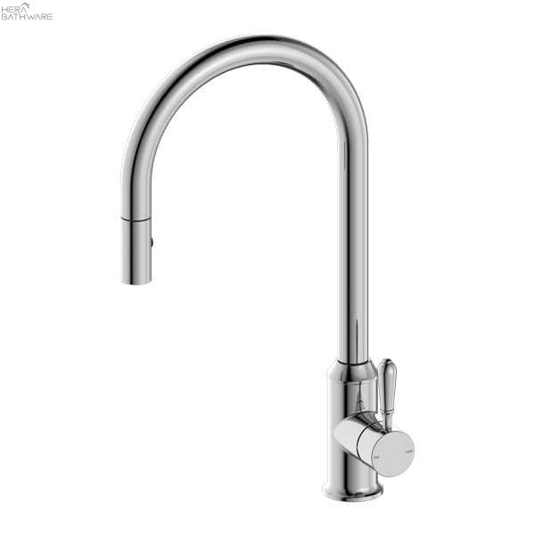 Nero Tapware | YORK Pull Out Sink Mixer with Vegie Spray | Chrome 757.35 at Hera Bathware