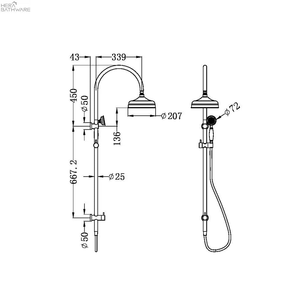 Nero Tapware | YORK Twin Shower | Aged Brass 1291.95 at Hera Bathware