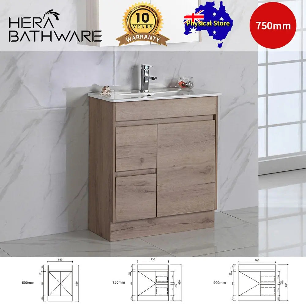 Aulic York Timber Slim Look Free Standing Drawers on Right/Left - 750mm 623.70 at Hera Bathware