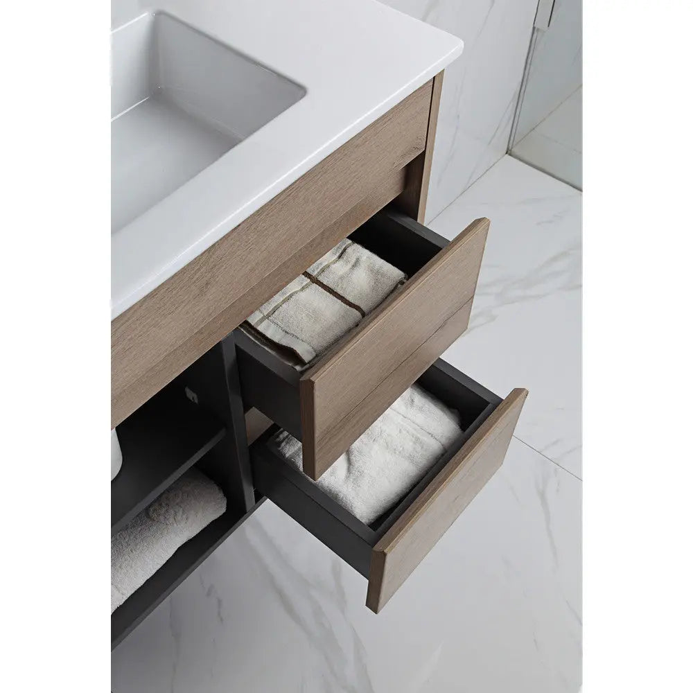 Aulic York Timber Slim Look Wall Hung Drawers on Left/Right - 750mm 623.70 at Hera Bathware