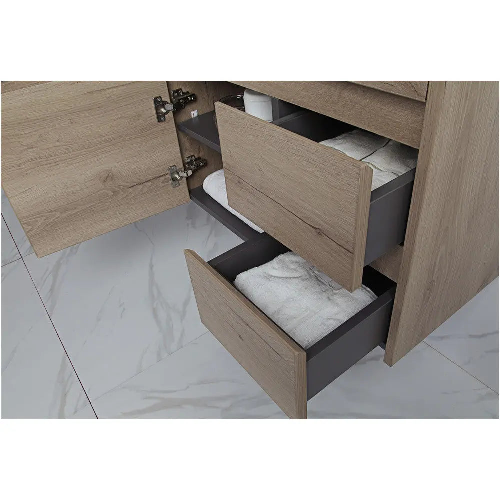 Aulic York Timber Slim Look Wall Hung Drawers on Left/Right - 750mm 623.70 at Hera Bathware