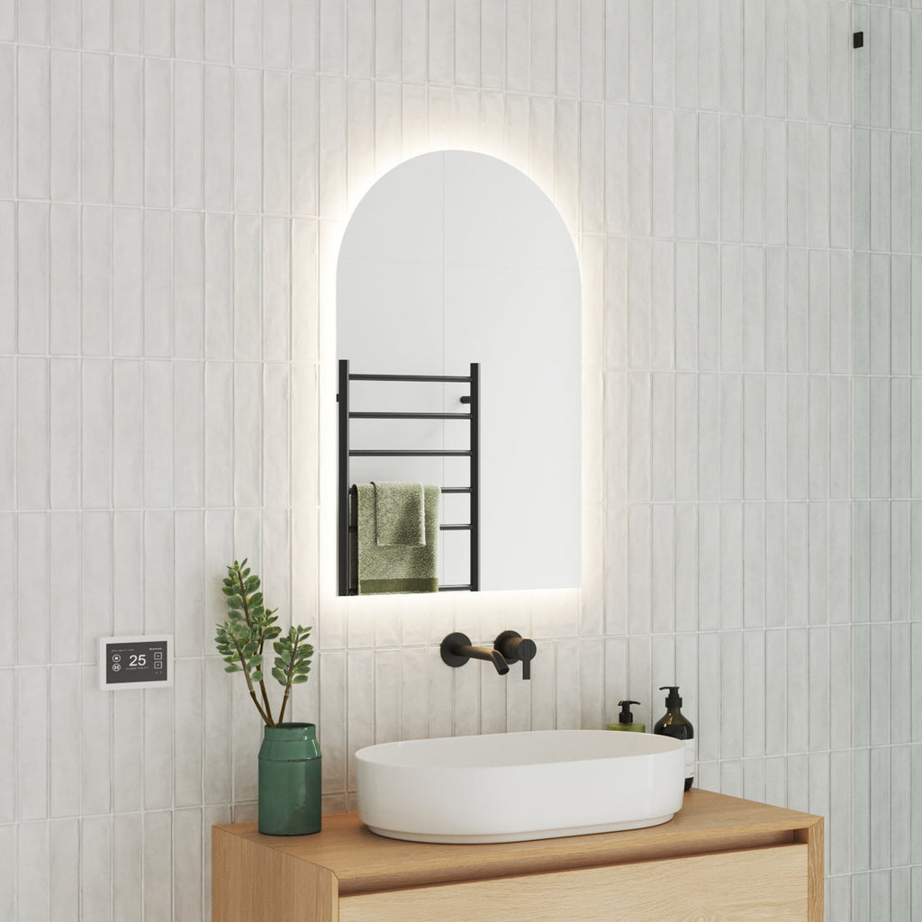 Ablaze Arch Shape Premium Backlit Mirror 500x800 | Thermogroup - Hera BathwareCool Light