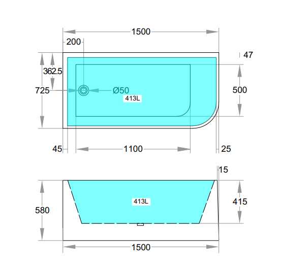 Allen Left Corner Bathtub - Hera Bathware1500mm / LEFTGloss White