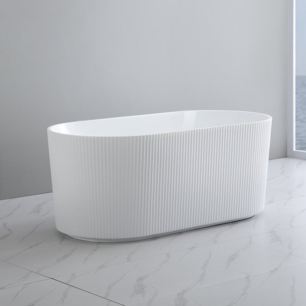 Ally Groove Fluted Oval Freestanding Bath - Hera Bathware1500mmGloss White