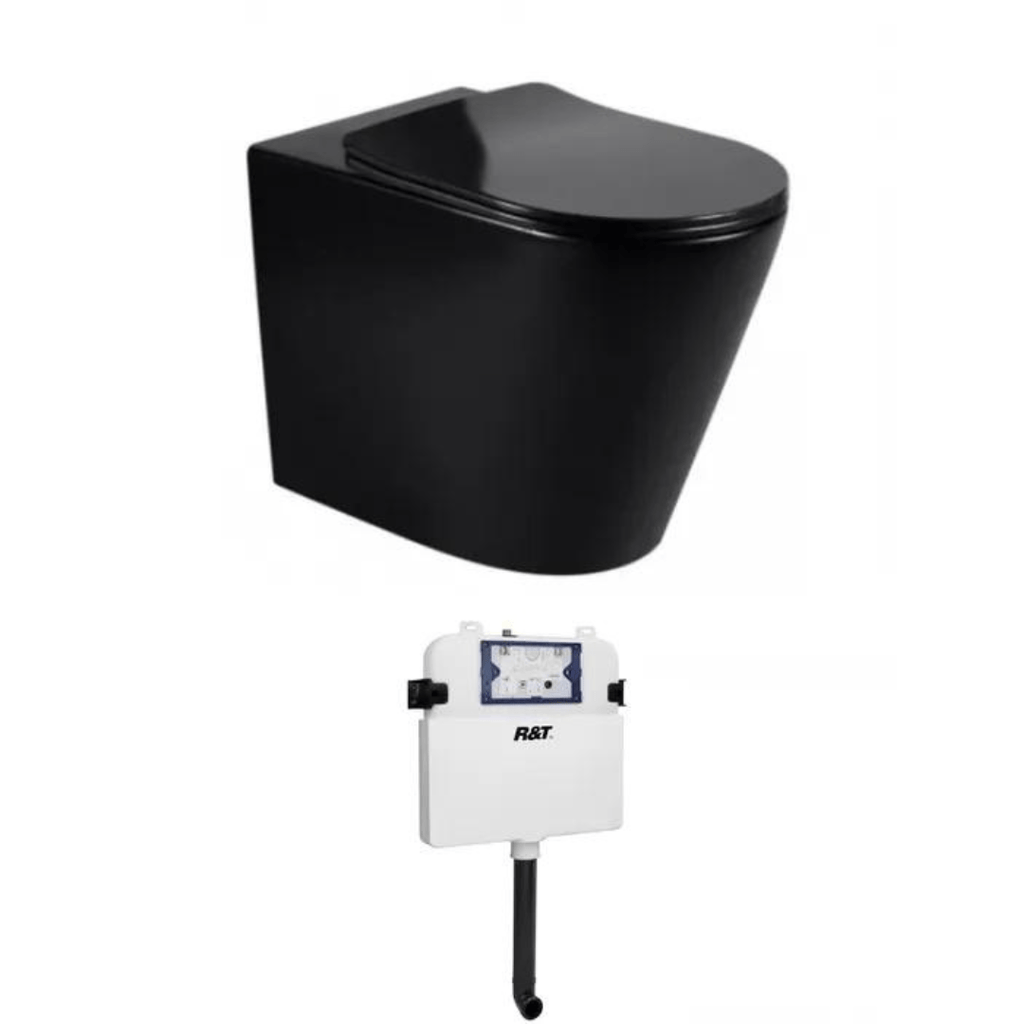 Alzano Matte Black in wall Toilet with R&T Cistern - Hera BathwareMatte Black