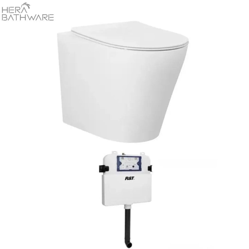 Alzano Matte White in wall Toilet with R&T Cistern - Hera BathwareMatte White