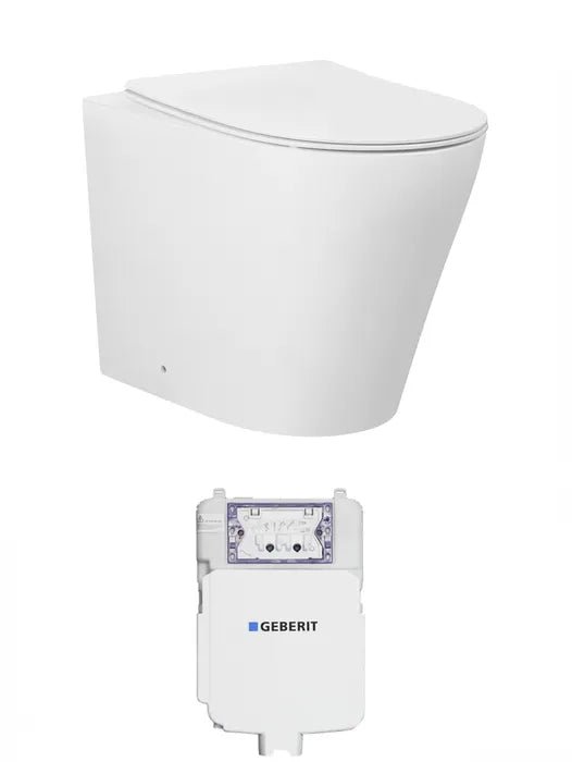 ALZANO Tornado Rimless Wall Face Toilet | Matte White | Geberit Cistern Set - Hera Bathware