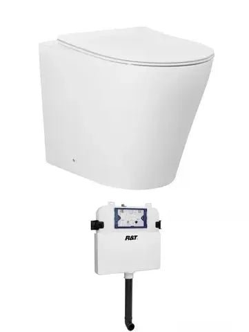 ALZANO Tornado Rimless Wall Face Toilet | Matte White | R&T Cistern Set - Hera Bathware