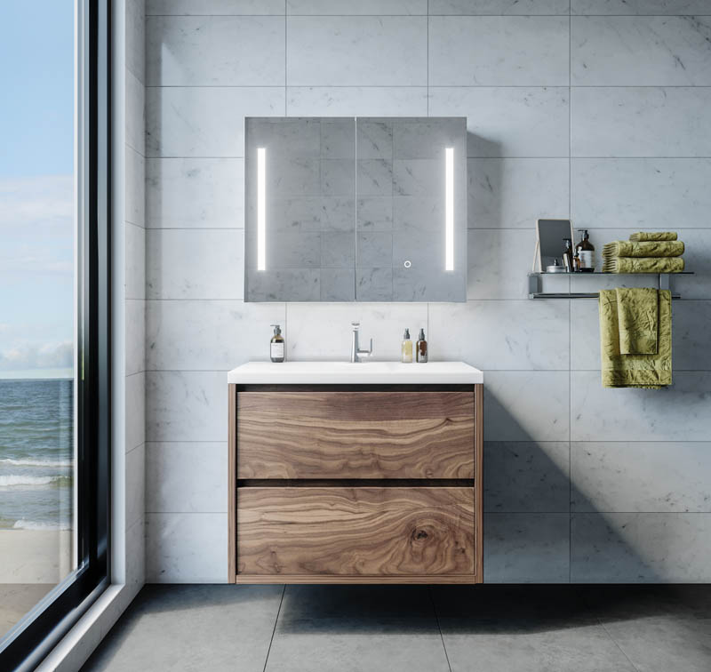 Amber LED Shaving Cabinet - Hera Bathware750mm