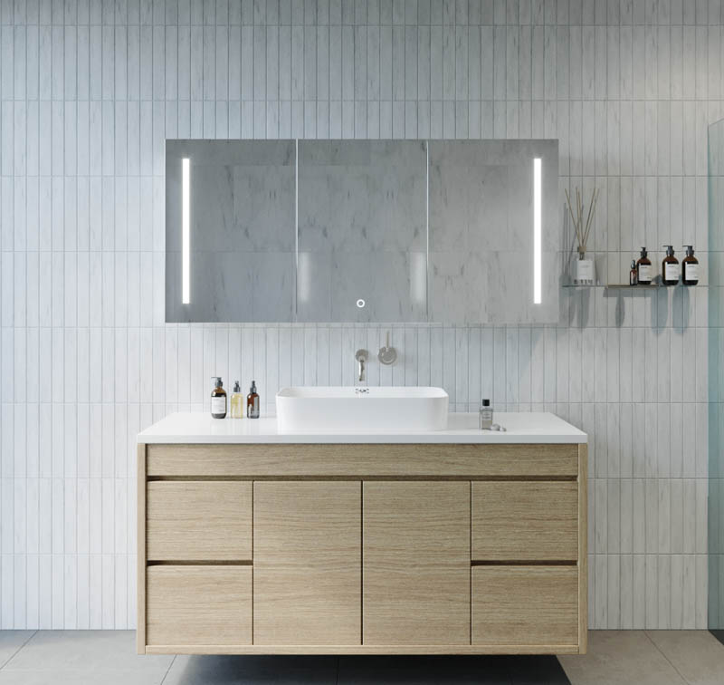 Amber LED Shaving Cabinet - Hera Bathware750mm