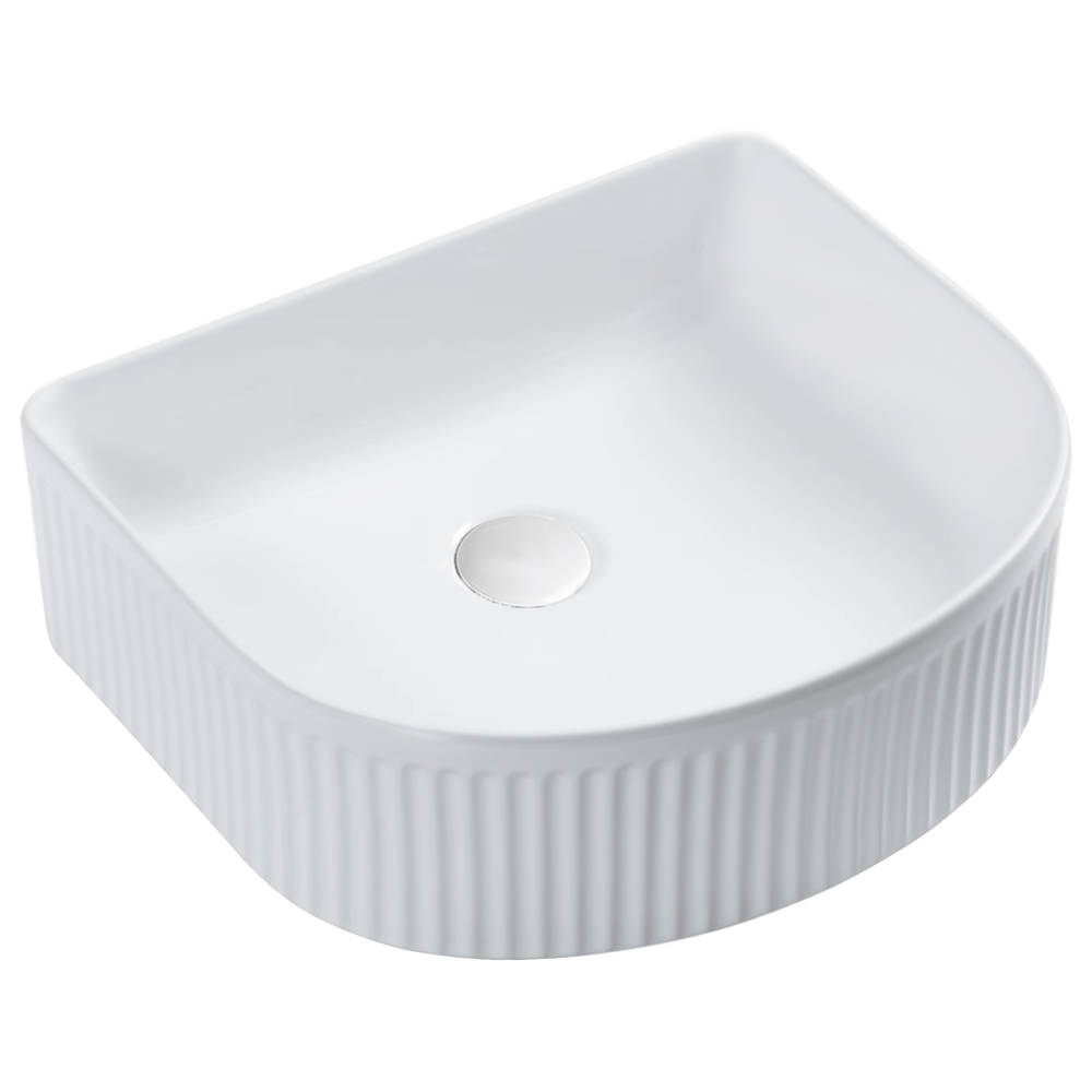 Archie Above Counter Grooved Basin - Hera BathwareMatte White