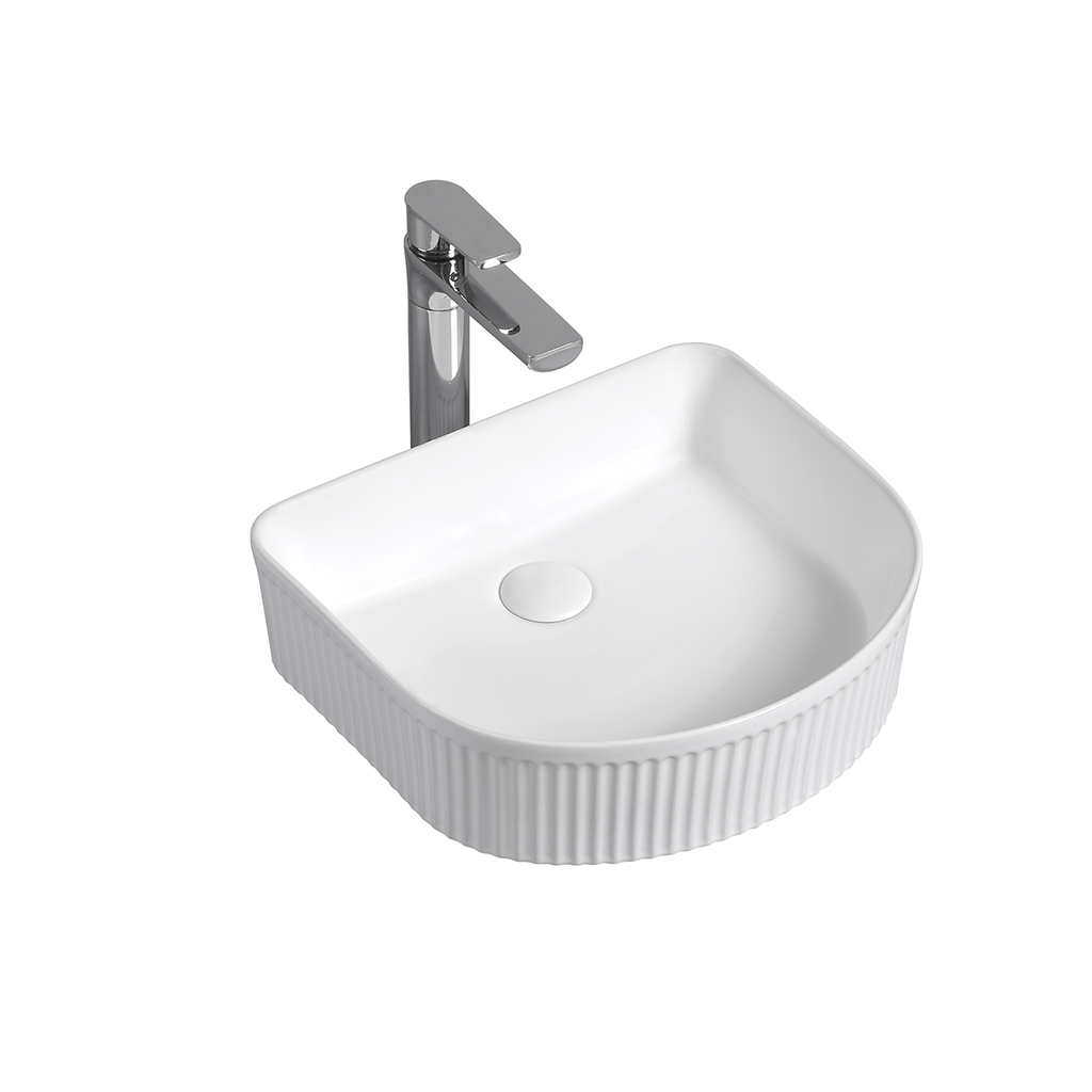 Archie Above Counter Grooved Basin - Hera BathwareMatte White