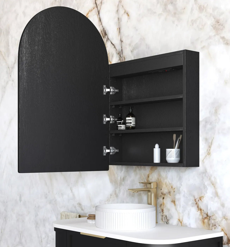 Archie Led Shaving Cabinet with Power Point - Premium Edition - Hera Bathware X Otti LED - ARSV9060B - VP | Black Oak
