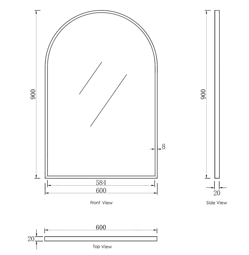 Archie Metal Frame Mirror 900*600mm Black/Brushed Gold/White | OTTI - Hera BathwareWhite
