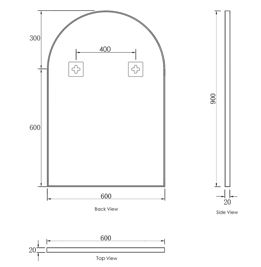 Archie Metal Frame Mirror 900*600mm Black/Brushed Gold/White | OTTI - Hera BathwareWhite