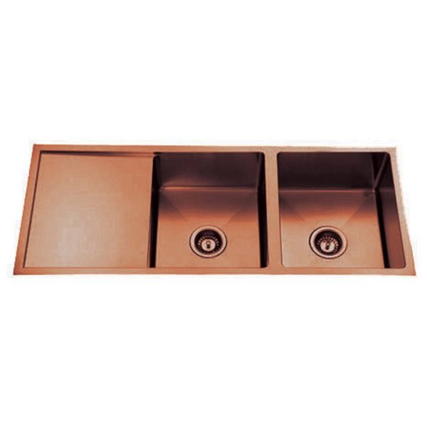 Atlas Handmade Kitchen Double Bowl With Drainer - 1114mm - Hera BathwareCopperRight Hand Bowl