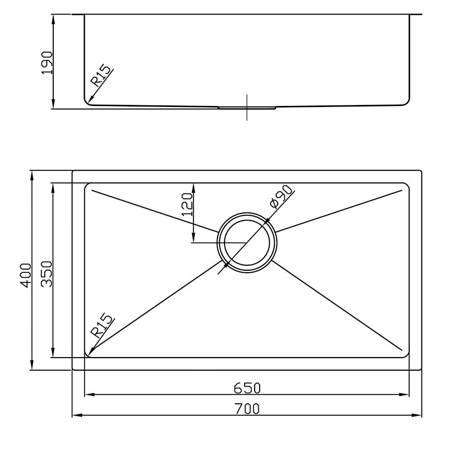 Atlas Handmade Kitchen Sink - 700mm - Hera BathwareStainless Steel