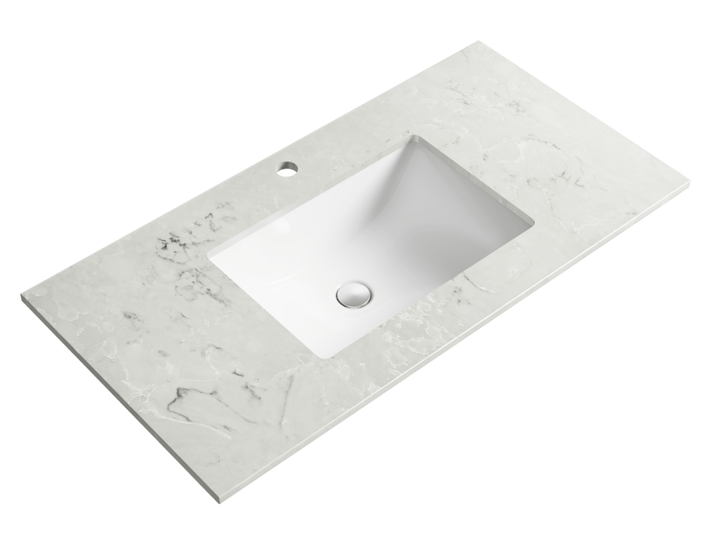 Aulic | Bench top with undermounted basin 1200mm selections - Hera Bathware X Aulic ST86 - 1200 | 1200mm Alpine Stone Top with Single Undermounted Basin (Tap hole included))