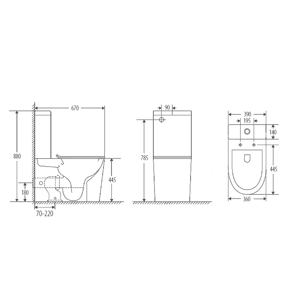 AUSTIN Tornado Rimless Back to Wall Toilet Suite - Hera Bathware