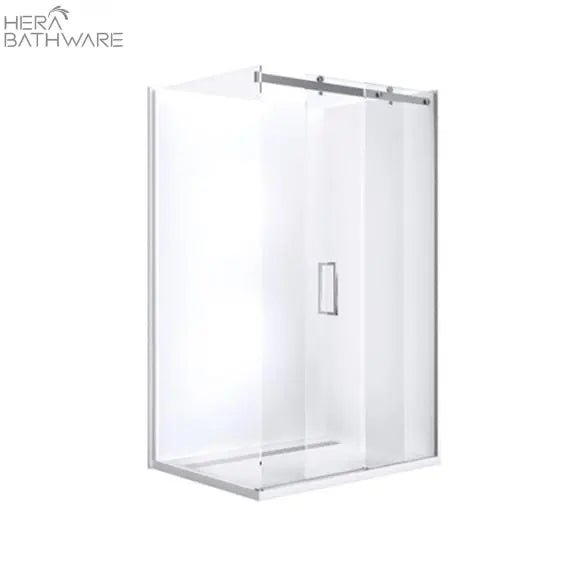 Barossa Slider Frameless Shower Screen Chrome - Hera Bathware1220 Door Panel900 Return Panel