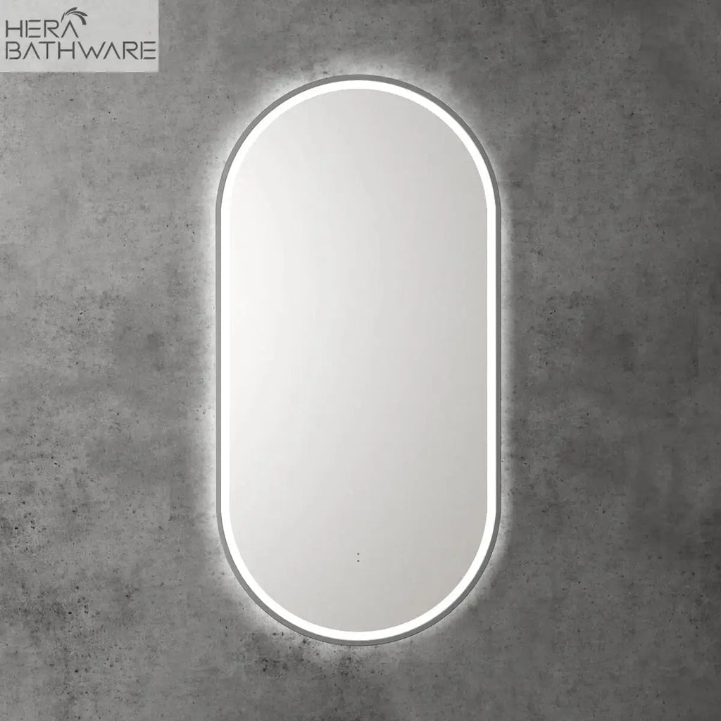 BEAU MONDE Frameless Sensor Oval LED Mirror - Hera BathwareGun Metal
