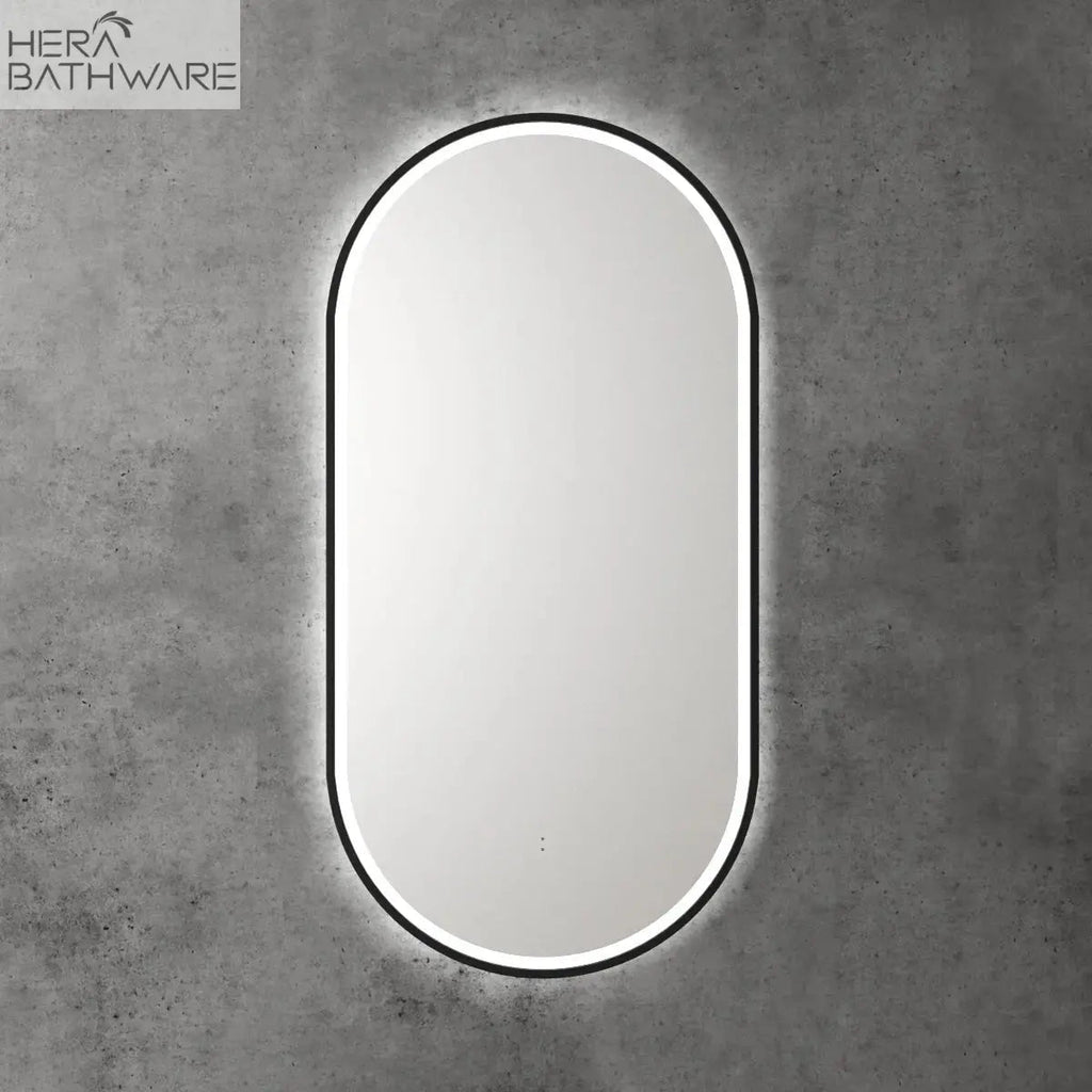 BEAU MONDE Frameless Sensor Oval LED Mirror - Hera BathwareMatte Black