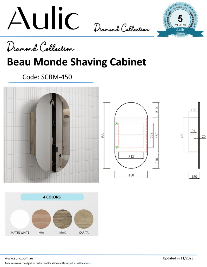 Beau Monde Shaving Cabinet - Hera BathwareCarita