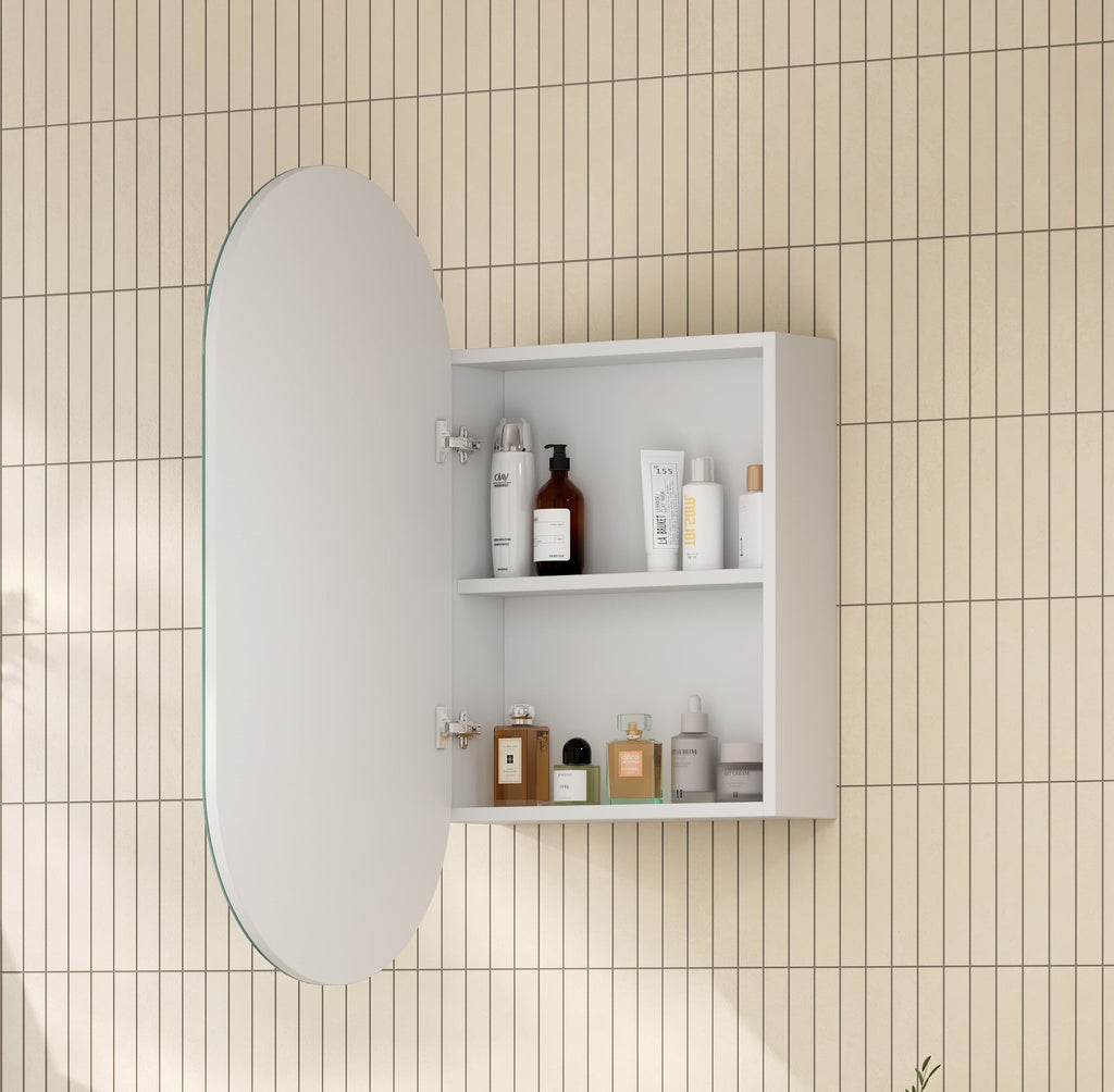 Besel Oval Shape Shaving Cabinet - Hera BathwareMatte White