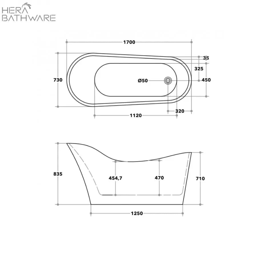 Bevel Free Standing Bathtub - Gloss Black - Hera BathwareGloss Black1700mm