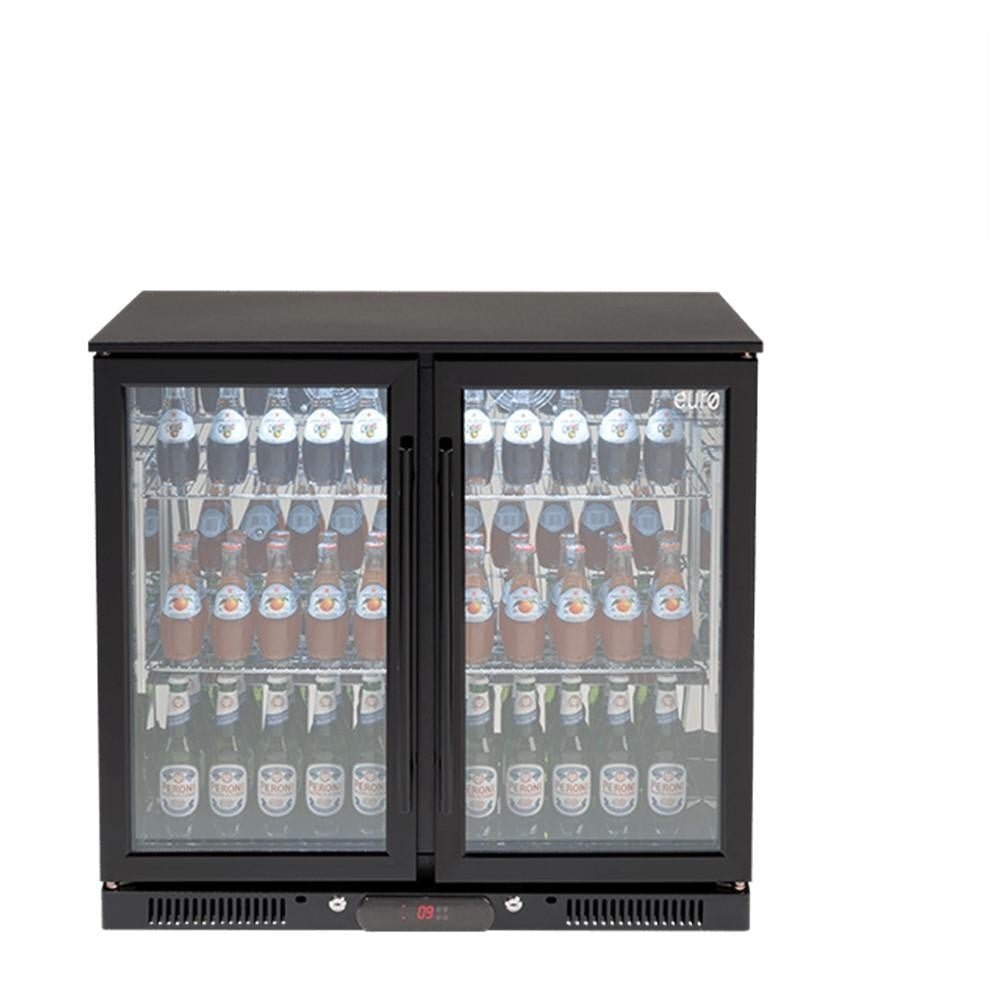 Beverage Cooler 208L Double Glass Door Black EA900WFBL - Hera BathwareBlack