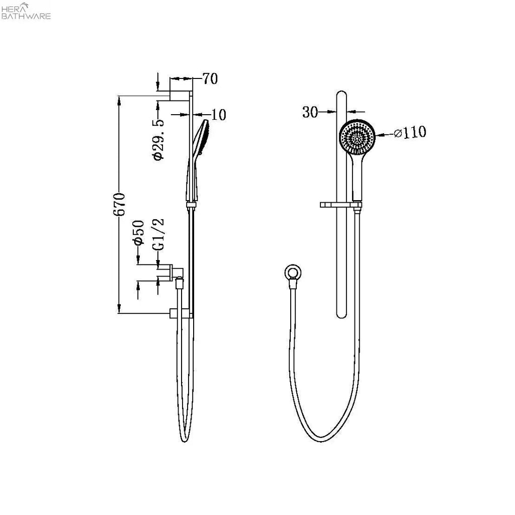 BIANCA Air Shower Rail - Hera BathwareChrome