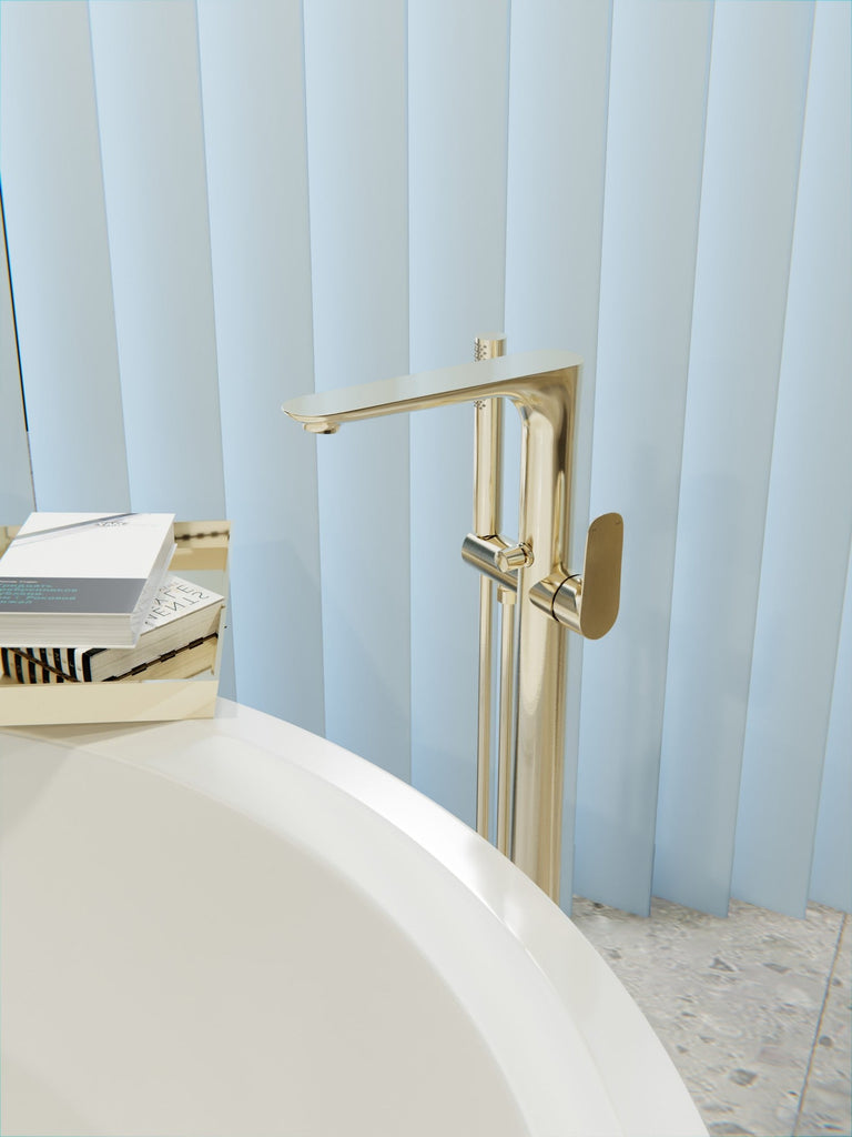 Bianca Freestanding Bath Mixer With Hand Shower - Hera BathwareBrushed Gold