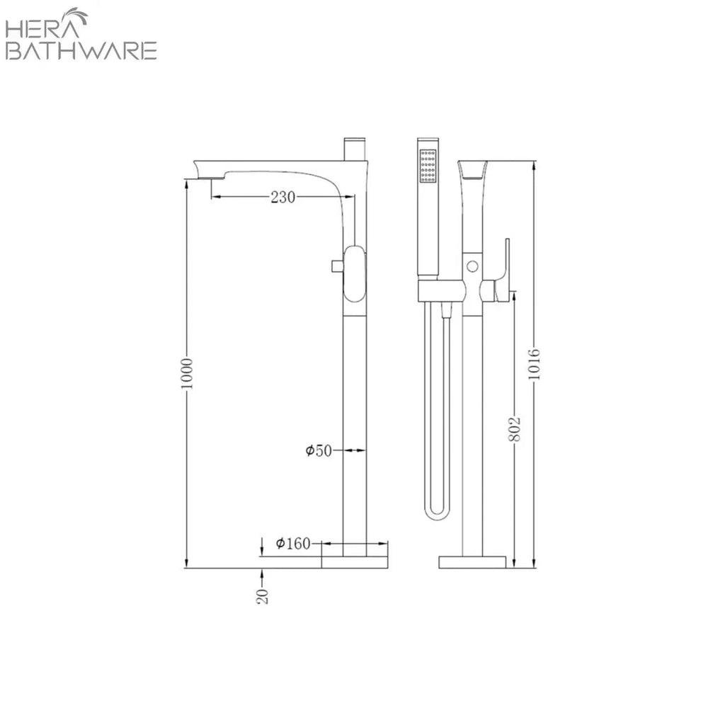 Bianca Freestanding Bath Mixer With Hand Shower - Hera BathwareGun Metal