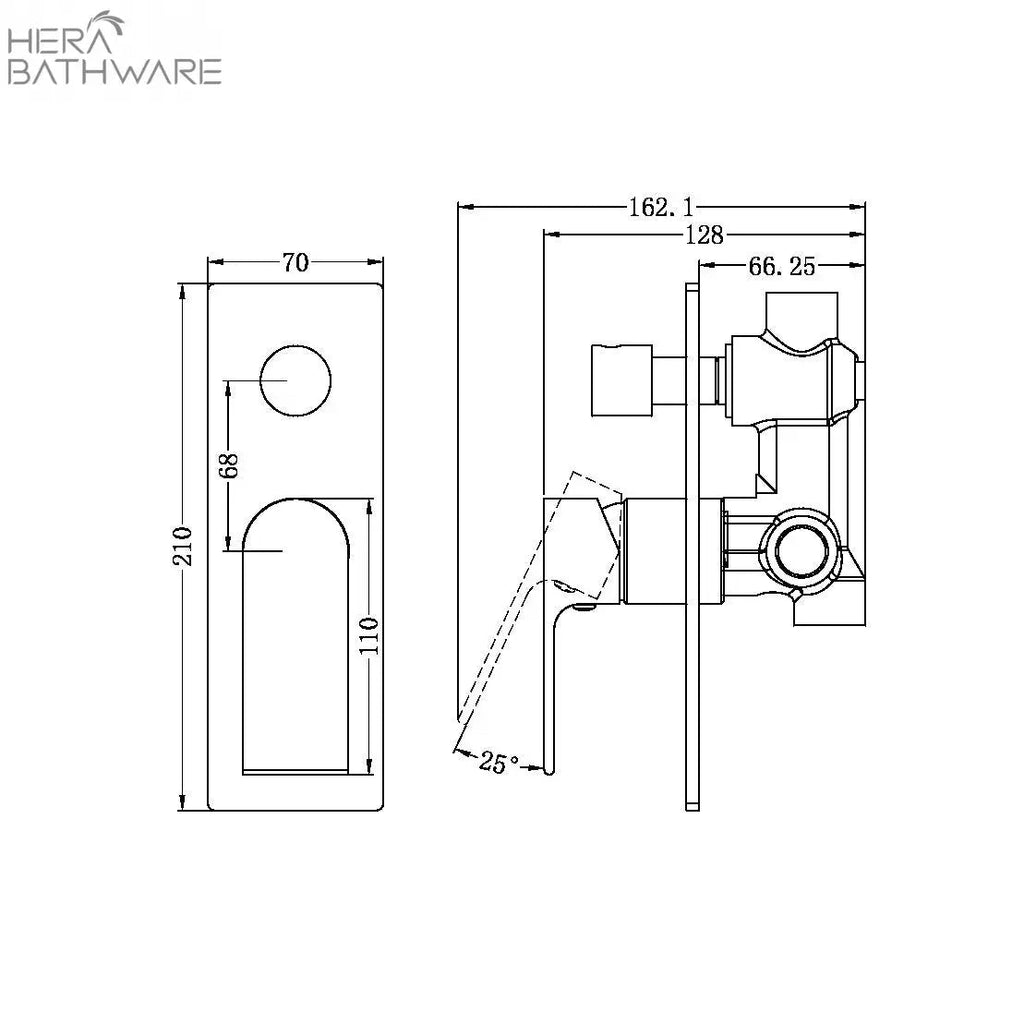 BIANCA Shower Mixer with Diverter - Hera BathwareBrushed Gold