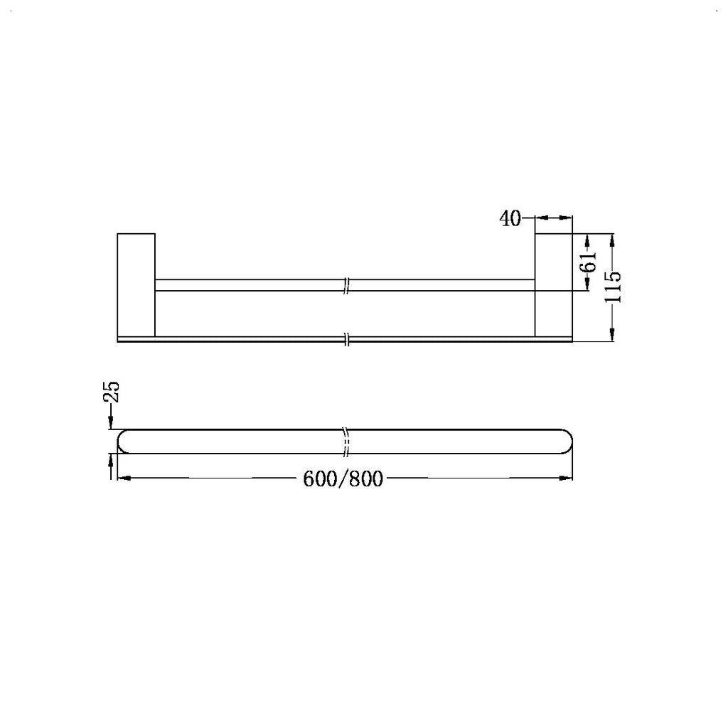 BIANCA Towel Rail 600MM Single/Double Towel Rails - Hera BathwareBrushed GoldSingle Towel Rail