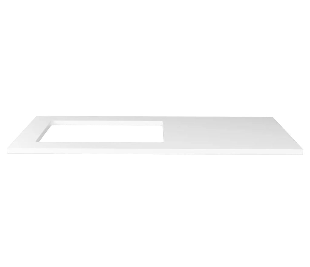 BLACK OAK BASE LAUNDRY CABINET WITH STONE TOP AND SINK 1060X600X900MM - Hera BathwarePure White Quartz TopBrushed Gold