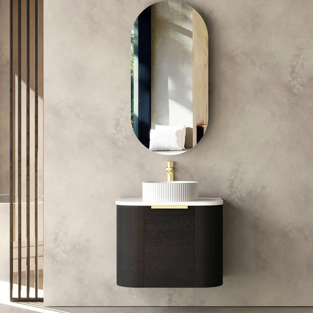 Bondi Black Oak 600mm Wall Hung Vanity - Hera Bathware
