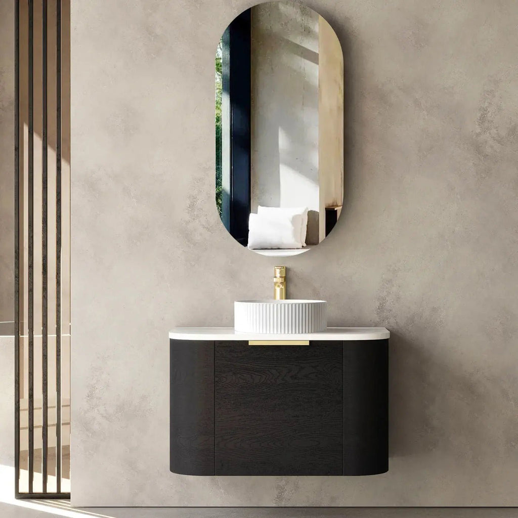 Bondi Black Oak 750mm Wall Hung Vanity - Hera Bathware