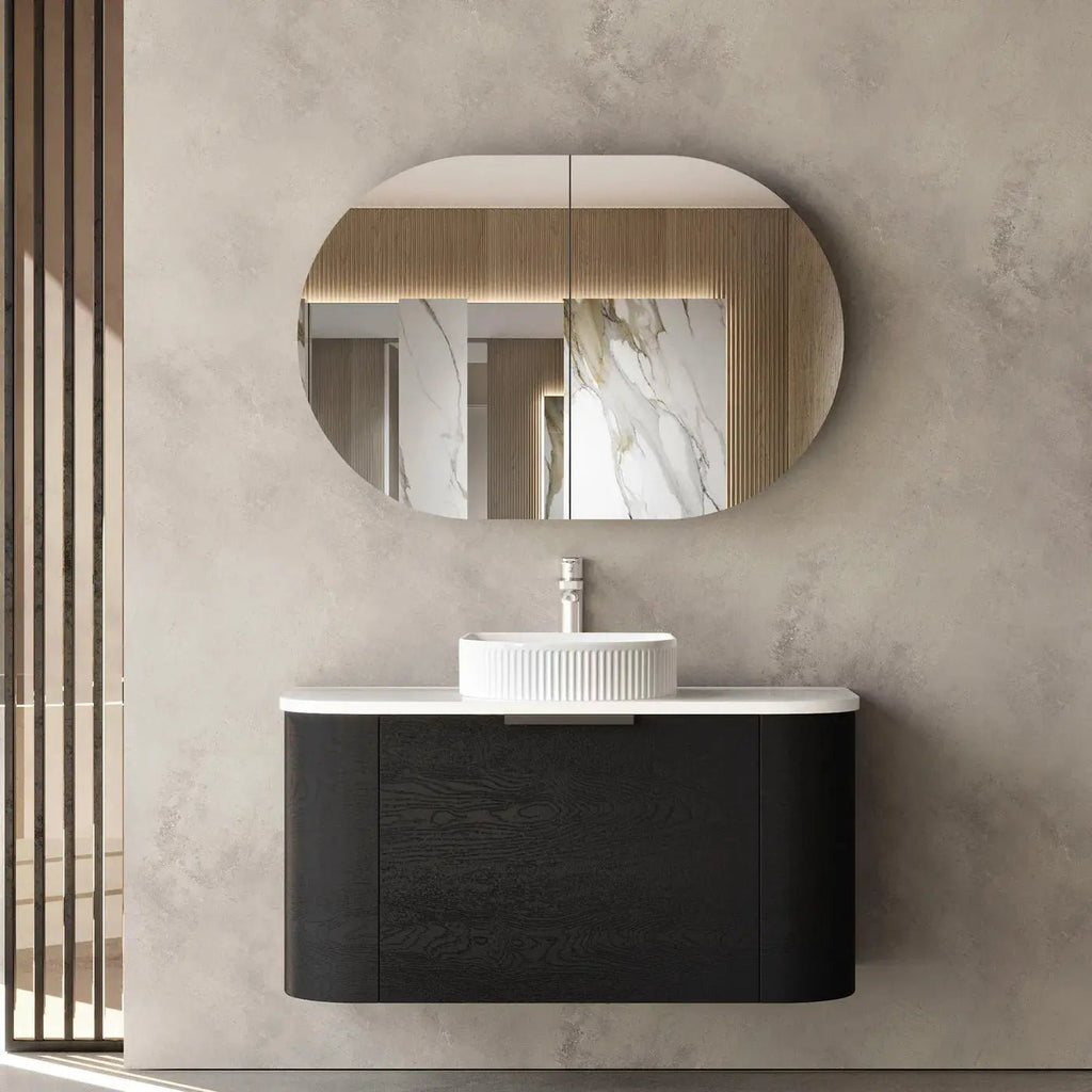 Bondi Black Oak 900mm Wall Hung Vanity - Hera Bathware