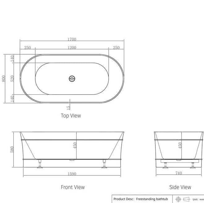 Bondi Matte White Free Standing Bathtub - Hera Bathware1500mmMatte White