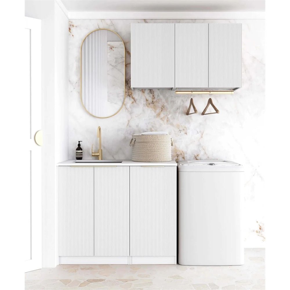 Bondi White Fluted Laundry Kit | 1715*600*2100mm - Hera BathwareMatte White1715A
