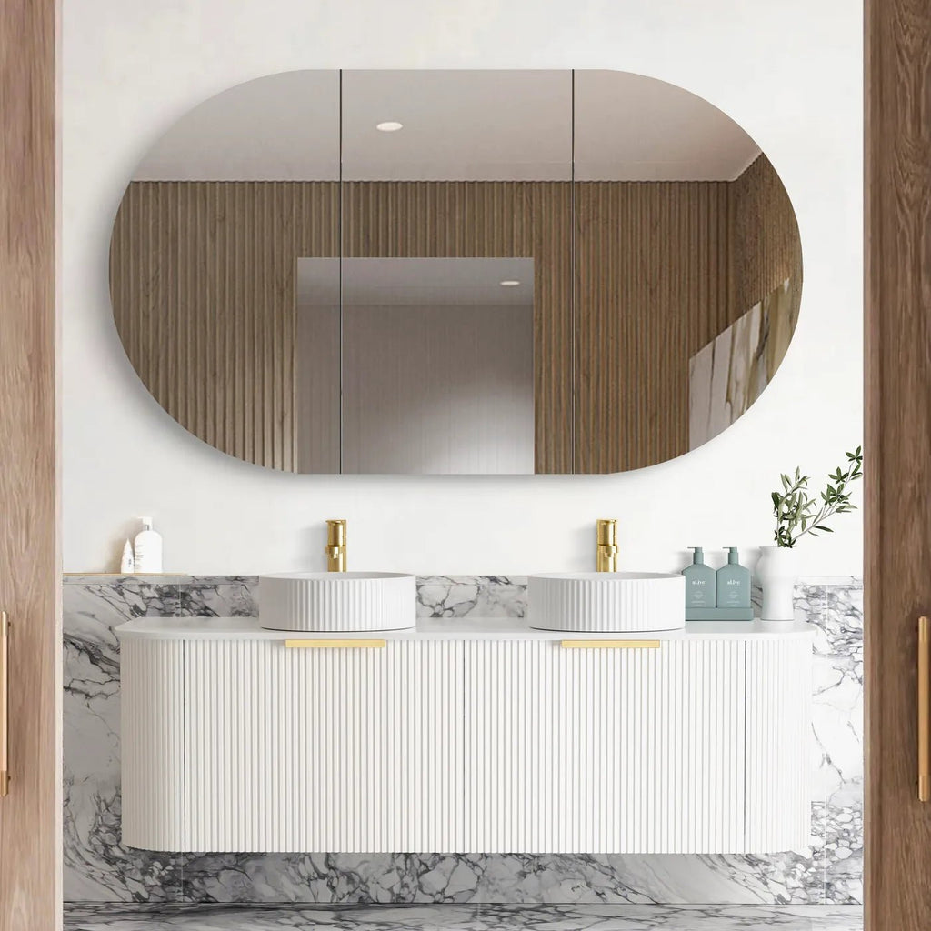 Bondi White Fluted Wall Hung Vanity 600 - 1800mm - Hera Bathware1500mmCabinet Only