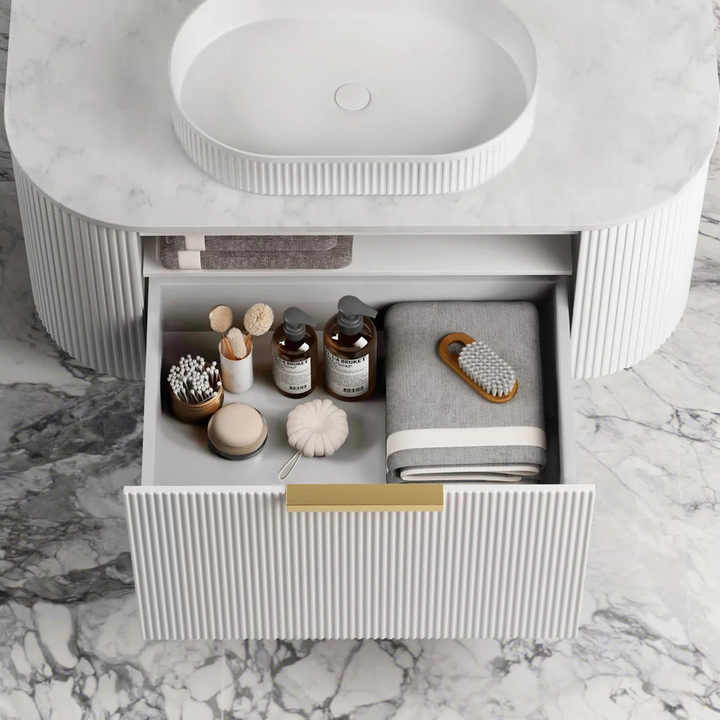 Bondi White Fluted Wall Hung Vanity 600 - 1800mm - Hera Bathware1800mmCabinet Only